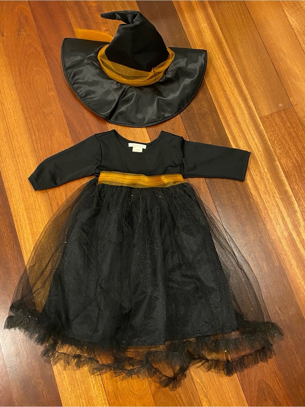 Pottery Barn Witch Black and Orange Costume Dress with Hat - Kids Costume